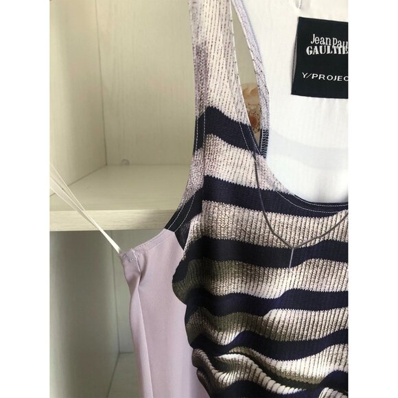 Y/project Jean Paul Gaultier Edition TROMPE L'OEIL MARINIER MAXI DRESS - WHITE - Picture 2 of 12